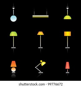 Lamps icon set