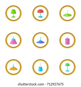 Lamps icons set. Cartoon set of 9 lamps vector icons for web isolated on white background