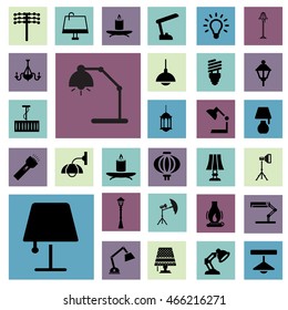 Lamps Icons Set. Vector Icons