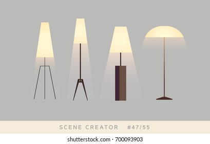 Lamps. Isolated objects. Interior scene creator set.