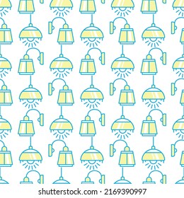 Lamps and lighting fixtures. Seamless pattern on a white background.