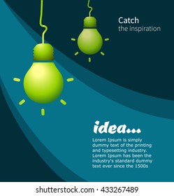 Lamps on dark background. Concept idea and inspiration. Vector illustration idea for the cover, or books.  Catch the inspiration. 
