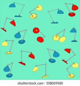 Lamps pop art background. Vector Illustration.