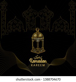 Lamps for Ramadan Kareem greeting card.