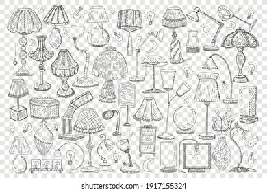 Lamps and shades doodle set