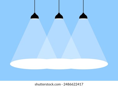 Lamps Shining Banner. Light illustration. Flat style. Vector icons.