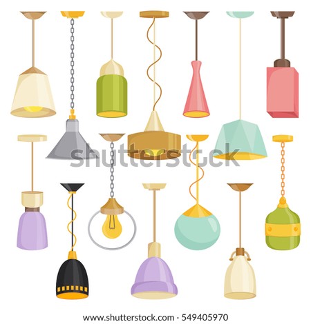 Lamps sign set for interior on white background. Interior light design vector illustration