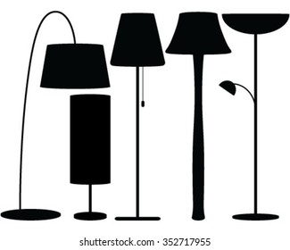 Lamps silhouette set, illustration, background 