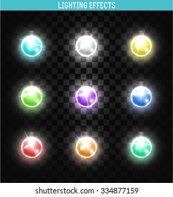 Lamps solated realistic festive different colors. Christmas garland