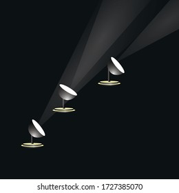 Lamps, stage lighting, floor lamps on a dark background, light fixture