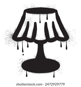 Lampshade with black spray paint graffiti style