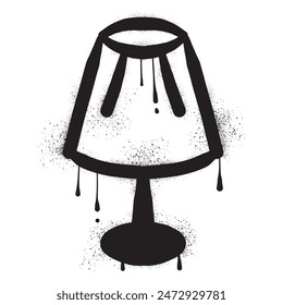 Lampshade with black spray paint graffiti style