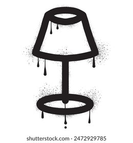 Lampshade with black spray paint graffiti style