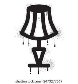 Lampshade with black spray paint graffiti style