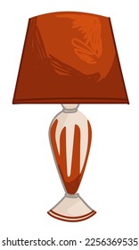 Lampshade design in 1950s, isolated retro furniture for home. Elegant red lamp for classic houses interior. Glowing and illuminating, traditional american decoration in 50s. Vector in flat style