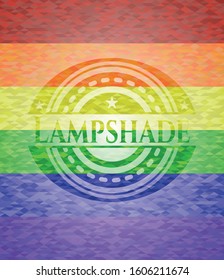 Lampshade on mosaic background with the colors of the LGBT flag