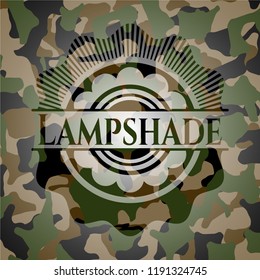 Lampshade written on a camo texture