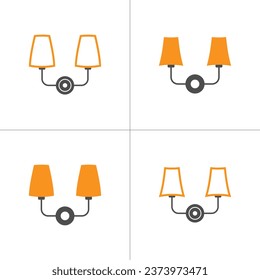 Lampshades icons set in flat  style