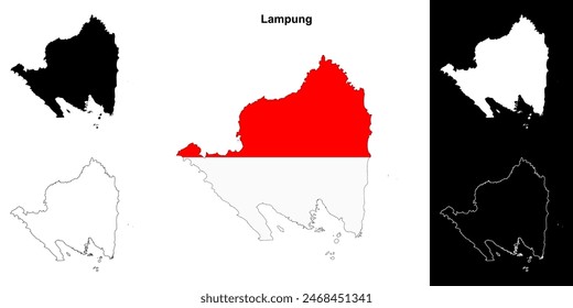 Lampung province outline map set