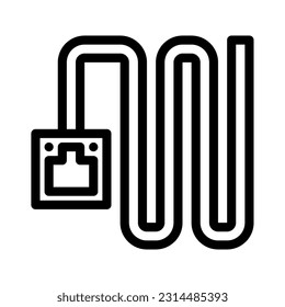 lan cable icon vector designed in detailed outline lineal style (64px artboard 2px stroke)