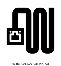 lan cable icon vector designed in detailed solid glyph style (64px artboard)