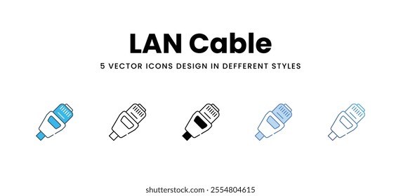 LAN Cable icons set in different style vector stock illustration