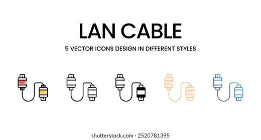 LAN ícones de cabo definidos prontos para usar ícone de vetor ilustração de stock