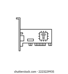 Lan card icon in line style icon, isolated on white background