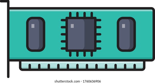 lan card vector flat color icon 