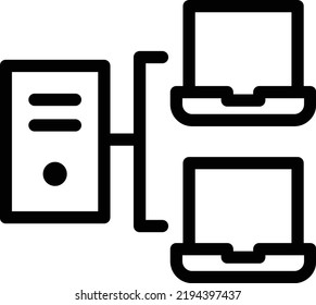 LAN Connection Icon With Outline Style, Networking Sign And Symbol Isolated On White Background