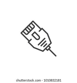LAN connector cable line icon, outline vector sign, linear style pictogram isolated on white. Ethernet cable symbol, logo illustration. Editable stroke