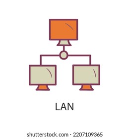 LAN Filled Outline Icon Design illustration. Data Symbol on White background EPS 10 File