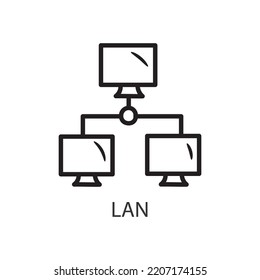 LAN Filled Outline Icon Design illustration. Data Symbol on White background EPS 10 File