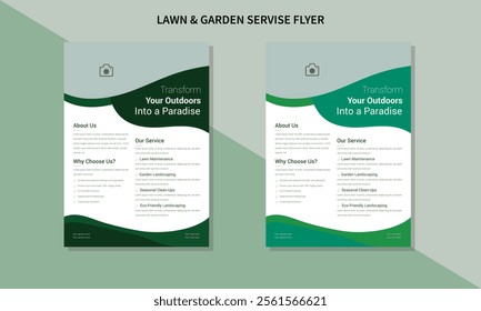 Lan ,Garden flyer, lawn care flyer design template. landscaping and gardening lawn care service flyer, poster, leaflet design