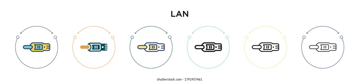 Lan icon in filled, thin line, outline and stroke style. Vector illustration of two colored and black lan vector icons designs can be used for mobile, ui, web