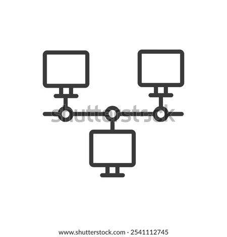 LAN, icon in line design. LAN, network, connectivity, Ethernet, router, switch, data on white background vector. LAN editable stroke icon