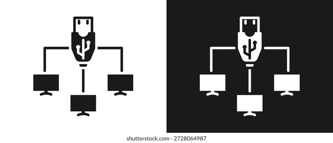 Conjunto De Iconos De Lan Glifo En Fondo Blanco Y Negro