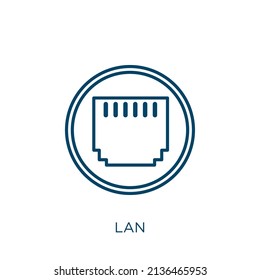 lan icon. Thin linear lan outline icon isolated on white background. Line vector lan sign, symbol for web and mobile