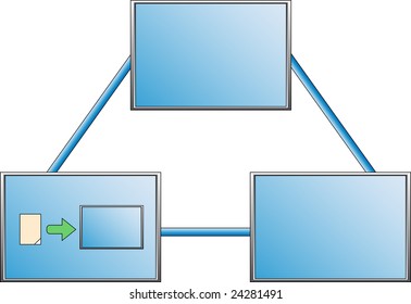 Lan icon/computer network. Vector