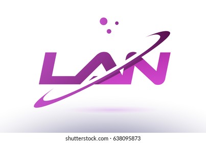 lan l a n  alphabet letter logo combination purple pink creative text dots company vector icon design template