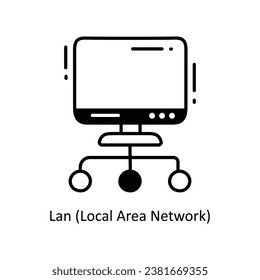 Lan (Local Area Network) doodle Icon Design illustration. Networking Symbol on White background EPS 10 File