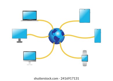 LAN Network 3d Diagram Vector Illustration. Internet concept.