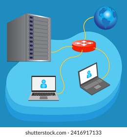 LAN Network 3d Diagram Vector Illustration. Internet concept.