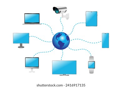 LAN Network 3d Diagram Vector Illustration. Internet concept.