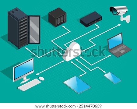 LAN Network 3d Diagram Vector Illustration. Internet concept.