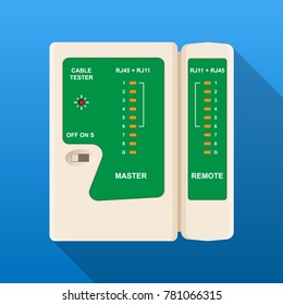 LAN network cable tester device measure connect conductive wiring port hub detect malfunction ping working monitor fault system analyzer digital IP address remote indicator display RJ45 and RJ11