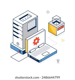 Lan Network concept vector isometric style stock illustration. EPS file