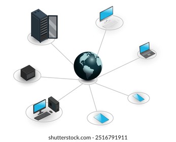 Diagrama de Rede LAN. Data center de computação em nuvem.