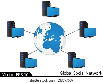 LAN Network Diagram Vector Illustrator , EPS 10. for Business and Technology Concept.