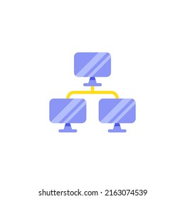 LAN network flat icon, vector sign, Computer server connection colorful pictogram isolated on white. Symbol, logo illustration. Flat style design